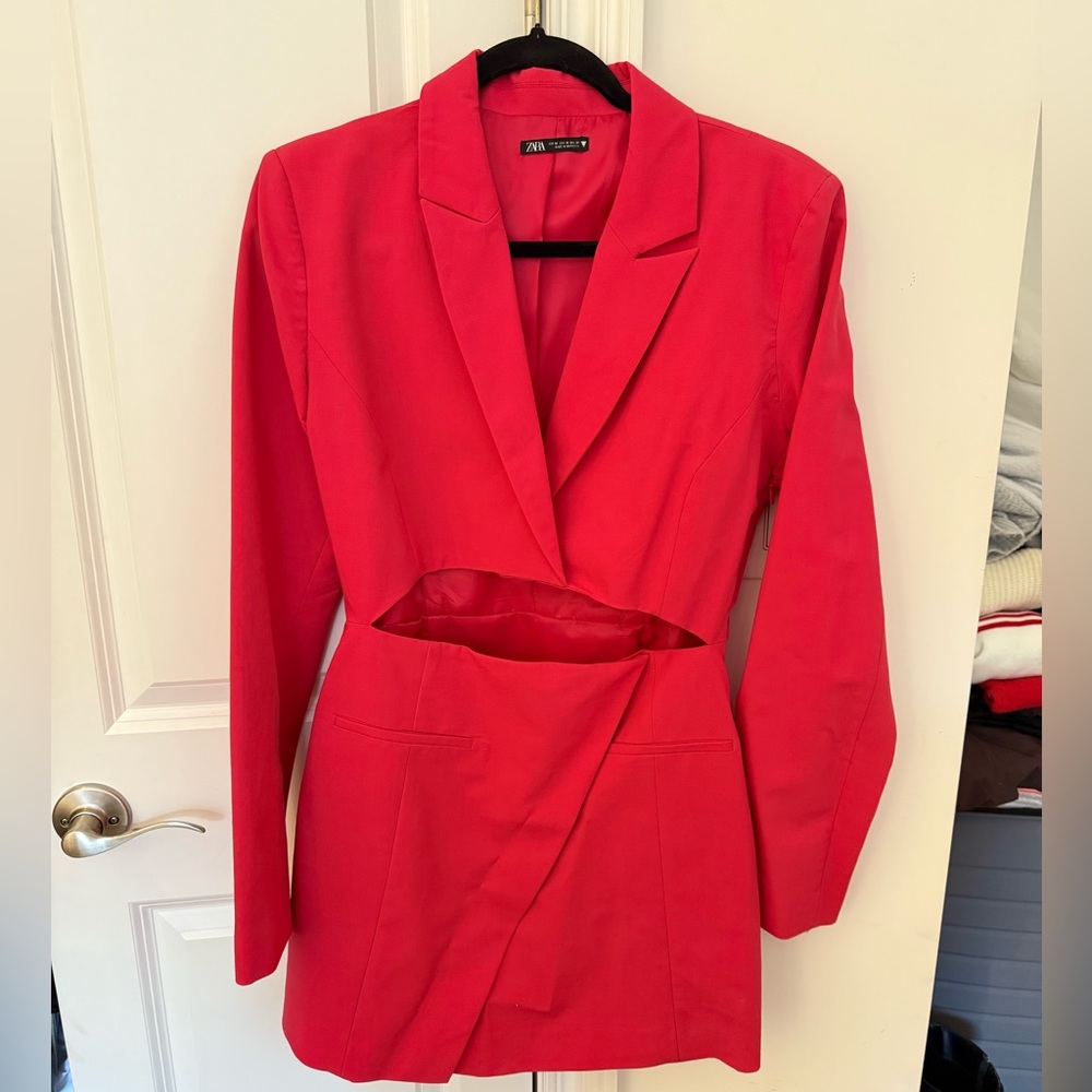 Zara (M) blazer dress- hot pink- like new only worn once